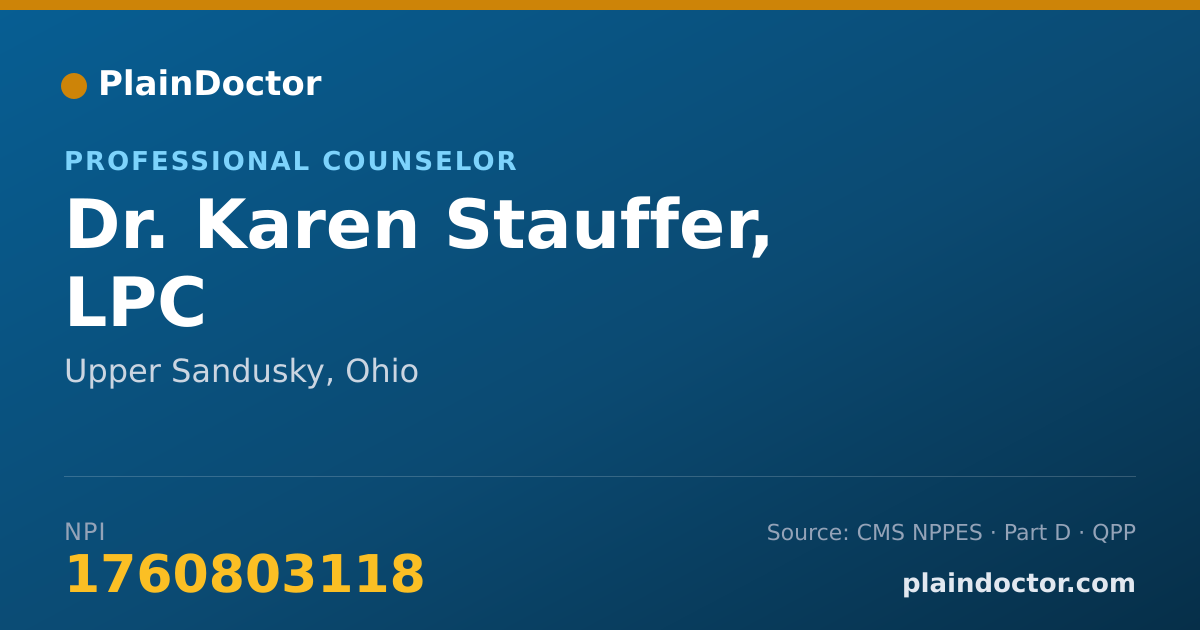 Shareable card for Karen Stauffer, LPC - Professional Counselor, Upper Sandusky, OH