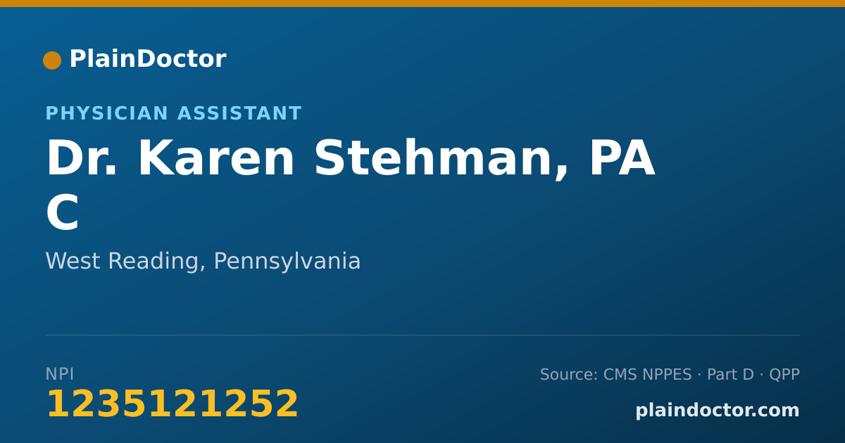 Shareable card for Karen Stehman, PA C - Physician Assistant, West Reading, PA