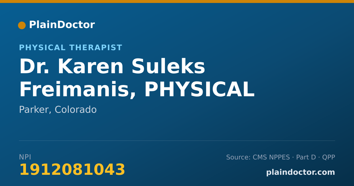 Shareable card for Karen Suleks Freimanis, PHYSICAL THERAPIST - Physical Therapist, Parker, CO