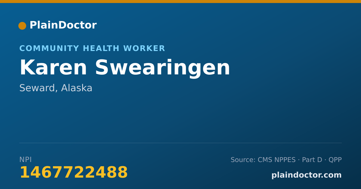 Shareable card for Karen Swearingen - Community Health Worker, Seward, AK
