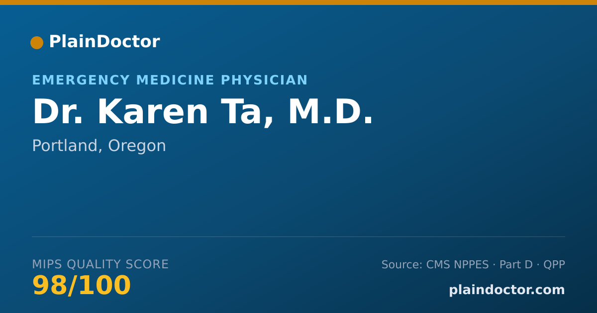 Shareable card for Karen Ta, M.D. - Emergency Medicine Physician, Portland, OR