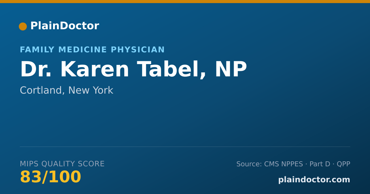 Shareable card for Karen Tabel, NP - Family Medicine Physician, Cortland, NY