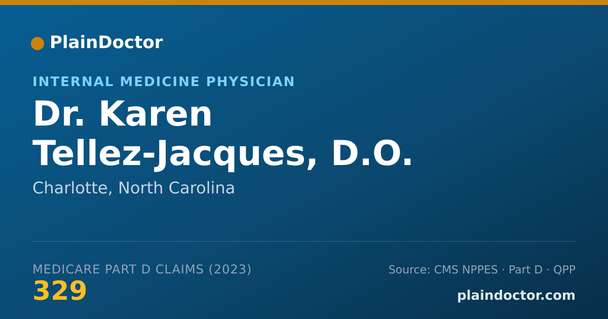 Shareable card for Karen Tellez-Jacques, D.O. - Internal Medicine Physician, Charlotte, NC