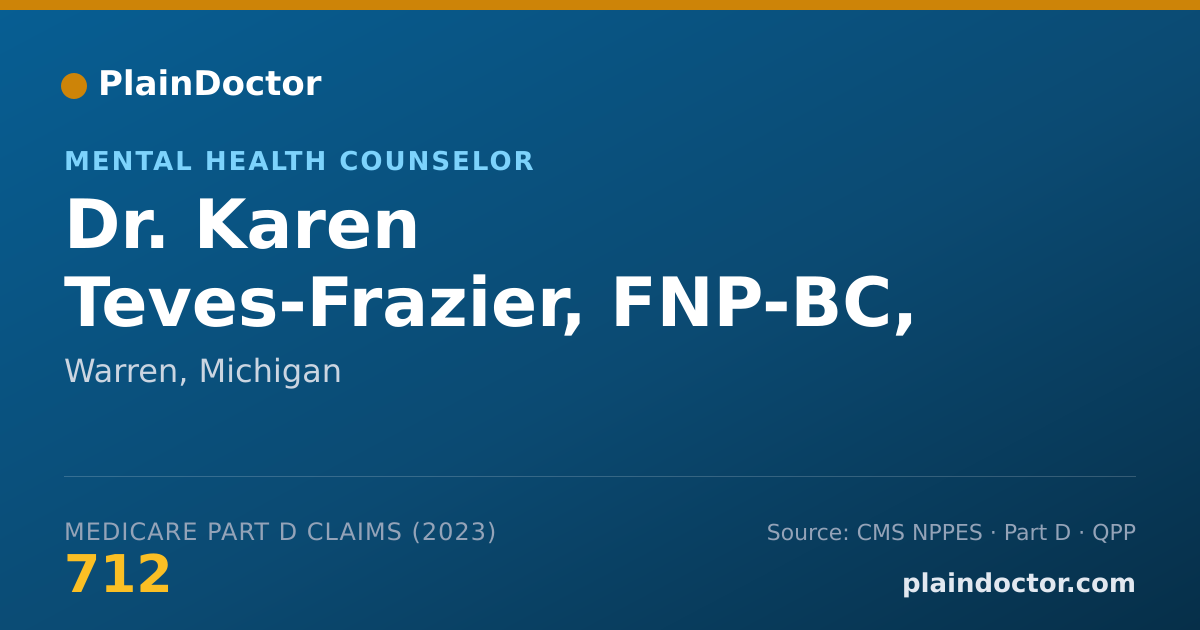 Shareable card for Karen Teves-Frazier, FNP-BC, LPC - Mental Health Counselor, Warren, MI