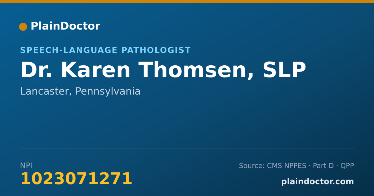 Shareable card for Karen Thomsen, SLP - Speech-Language Pathologist, Lancaster, PA
