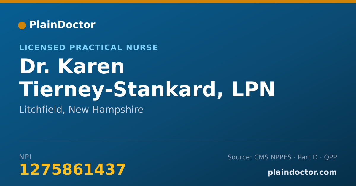 Shareable card for Karen Tierney-Stankard, LPN - Licensed Practical Nurse, Litchfield, NH