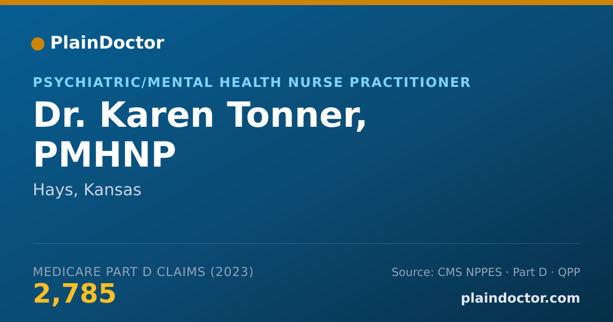 Shareable card for Karen Tonner, PMHNP - Psychiatric/Mental Health Nurse Practitioner, Hays, KS