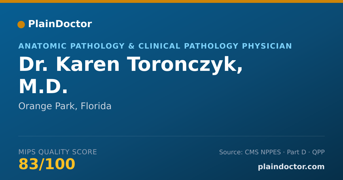 Shareable card for Karen Toronczyk, M.D. - Anatomic Pathology & Clinical Pathology Physician, Orange Park, FL