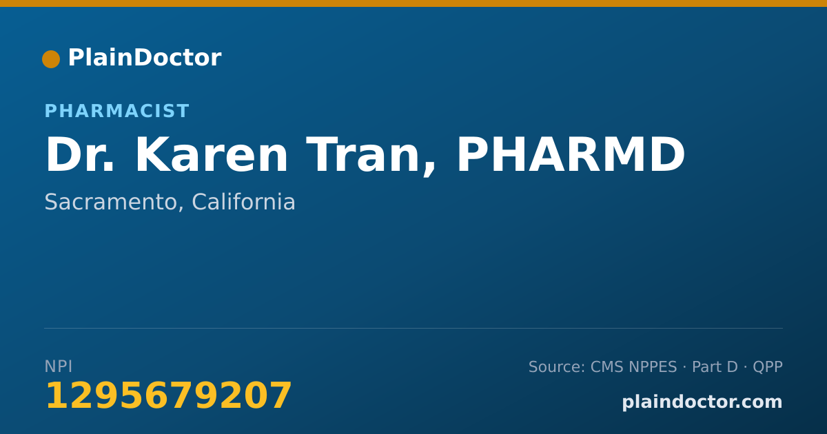 Shareable card for Karen Tran, PHARMD - Pharmacist, Sacramento, CA