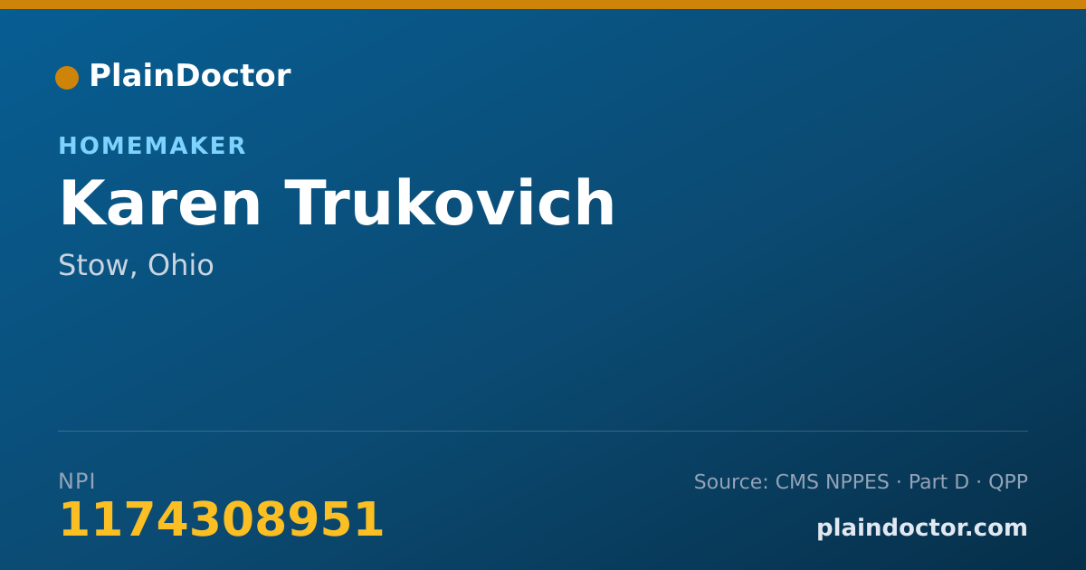 Shareable card for Karen Trukovich - Homemaker, Stow, OH