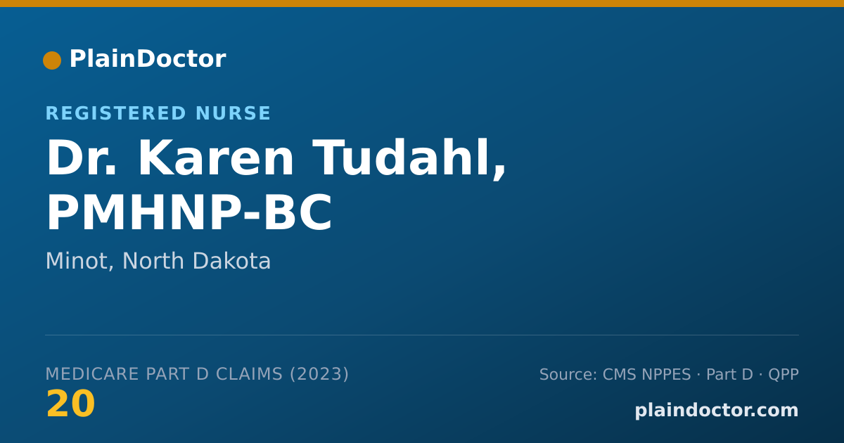 Shareable card for Karen Tudahl, PMHNP-BC - Registered Nurse, Minot, ND