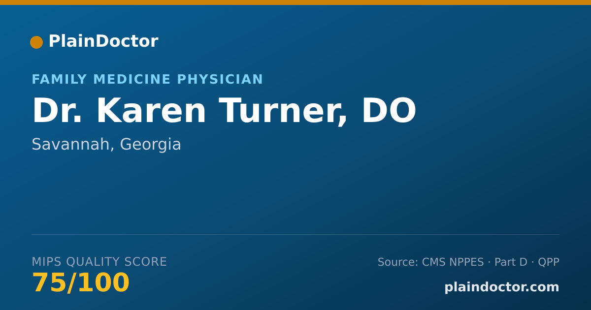 Shareable card for Karen Turner, DO - Family Medicine Physician, Savannah, GA