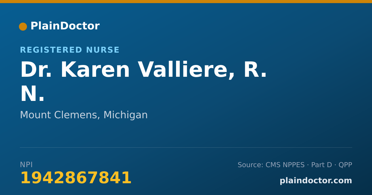 Shareable card for Karen Valliere, R. N. - Registered Nurse, Mount Clemens, MI