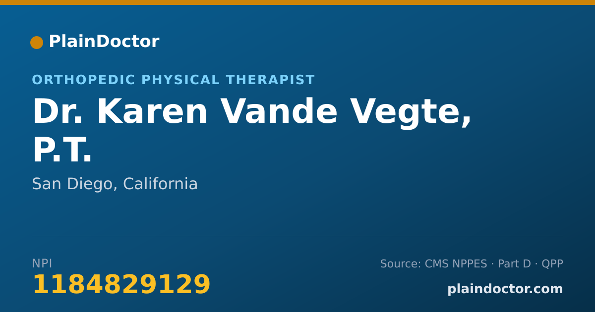 Shareable card for Karen Vande Vegte, P.T. - Orthopedic Physical Therapist, San Diego, CA
