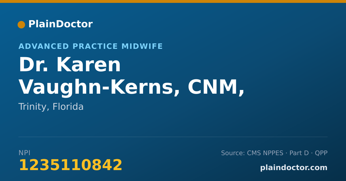 Shareable card for Karen Vaughn-Kerns, CNM, ARNP - Advanced Practice Midwife, Trinity, FL
