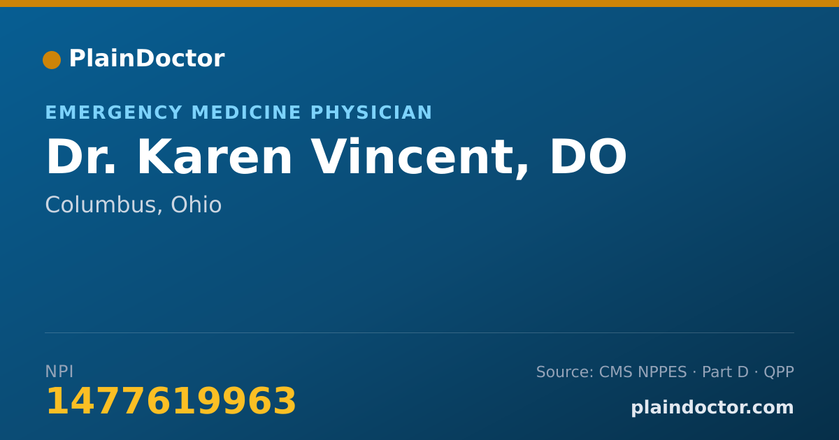 Shareable card for Karen Vincent, DO - Emergency Medicine Physician, Columbus, OH