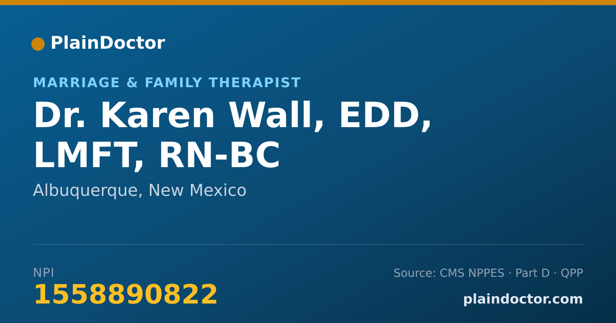 Shareable card for Karen Wall, EDD, LMFT, RN-BC - Marriage & Family Therapist, Albuquerque, NM