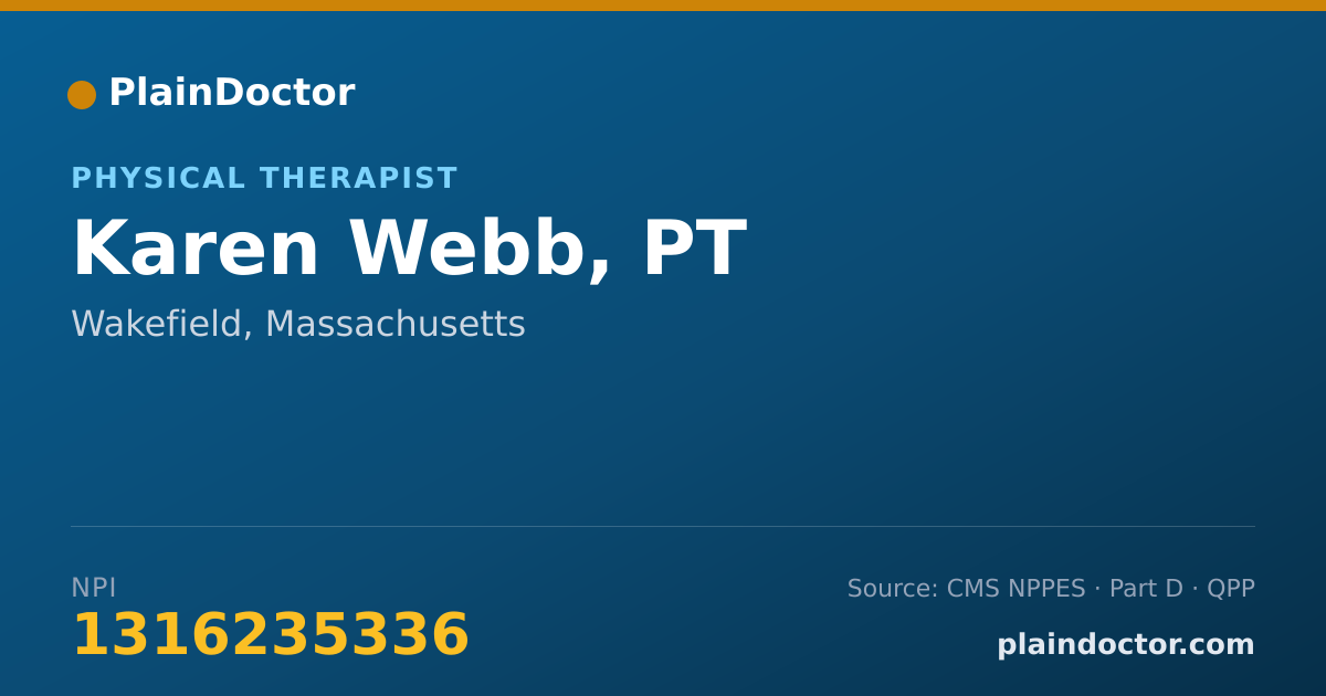 Shareable card for Karen Webb, PT - Physical Therapist, Wakefield, MA