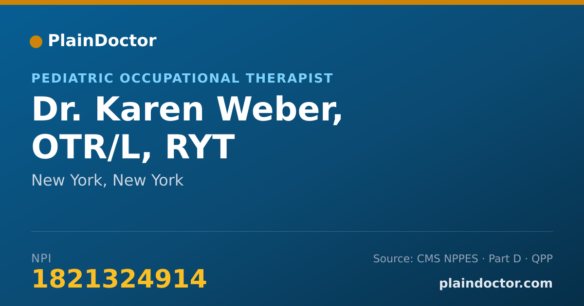 Shareable card for Karen Weber, OTR/L, RYT - Pediatric Occupational Therapist, New York, NY