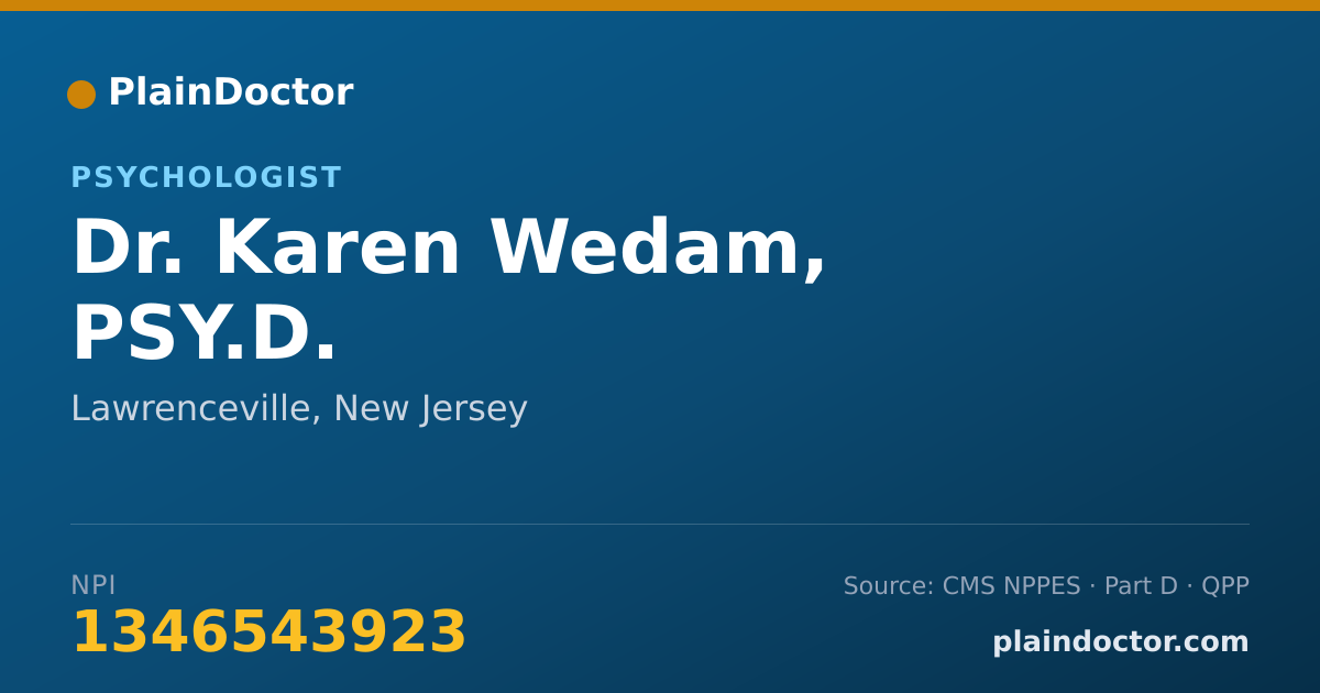 Shareable card for Karen Wedam, PSY.D. - Psychologist, Lawrenceville, NJ
