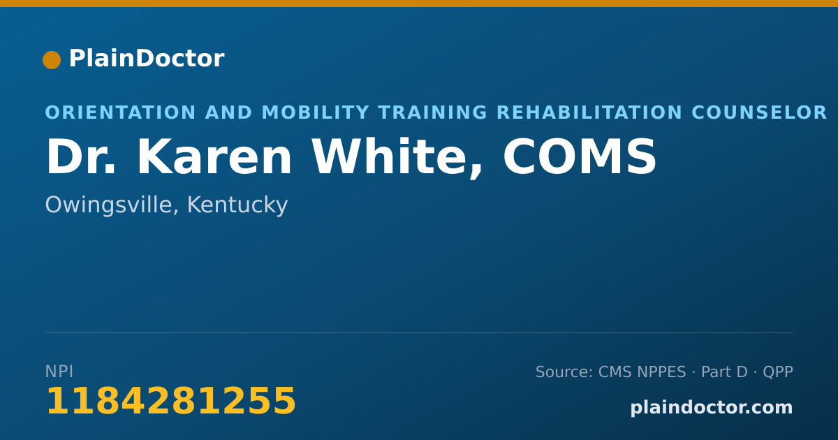 Shareable card for Karen White, COMS - Orientation and Mobility Training Rehabilitation Counselor, Owingsville, KY
