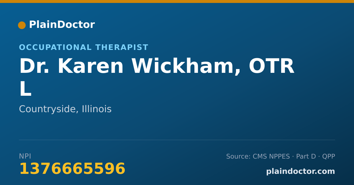 Shareable card for Karen Wickham, OTR L - Occupational Therapist, Countryside, IL
