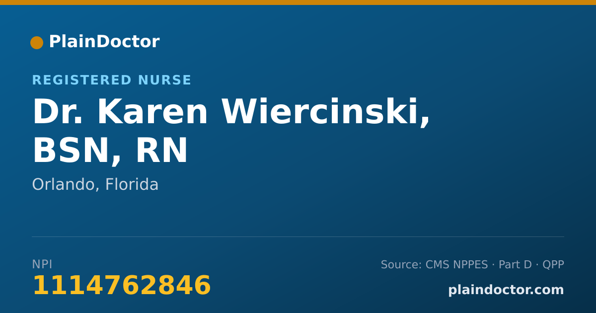 Shareable card for Karen Wiercinski, BSN, RN - Registered Nurse, Orlando, FL