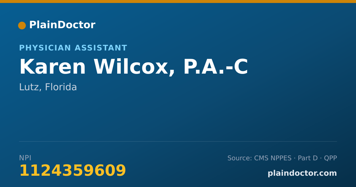 Shareable card for Karen Wilcox, P.A.-C - Physician Assistant, Lutz, FL