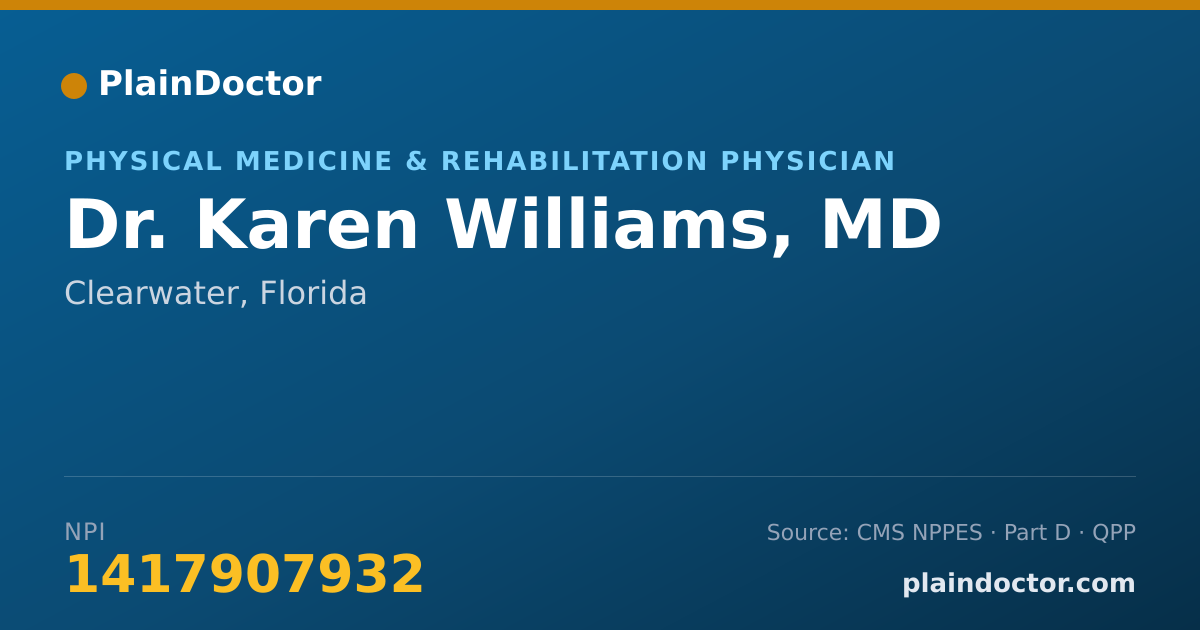 Shareable card for Karen Williams, MD - Physical Medicine & Rehabilitation Physician, Clearwater, FL