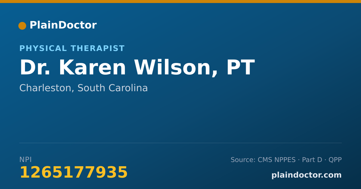 Shareable card for Karen Wilson, PT - Physical Therapist, Charleston, SC