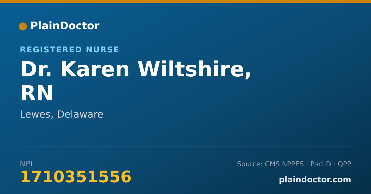 Shareable card for Karen Wiltshire, RN - Registered Nurse, Lewes, DE