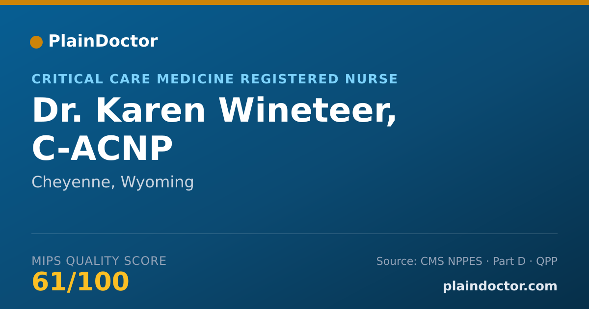 Shareable card for Karen Wineteer, C-ACNP - Critical Care Medicine Registered Nurse, Cheyenne, WY