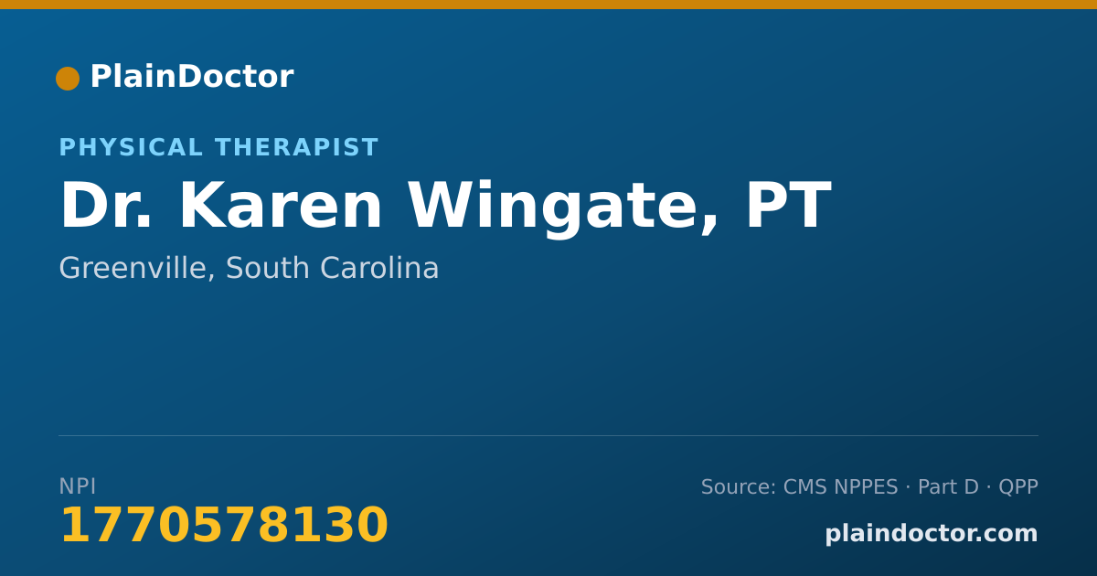 Shareable card for Karen Wingate, PT - Physical Therapist, Greenville, SC