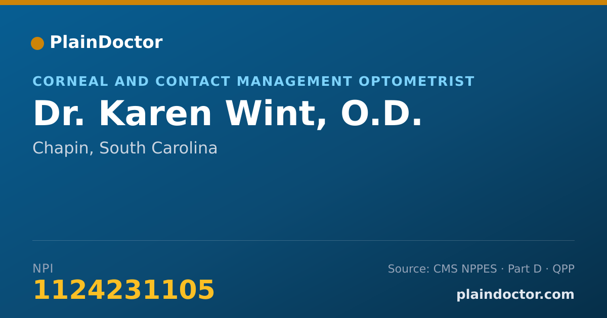 Shareable card for Karen Wint, O.D. - Corneal and Contact Management Optometrist, Chapin, SC