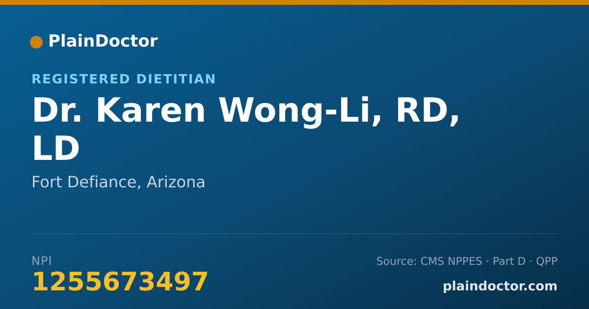Shareable card for Karen Wong-Li, RD, LD - Registered Dietitian, Fort Defiance, AZ