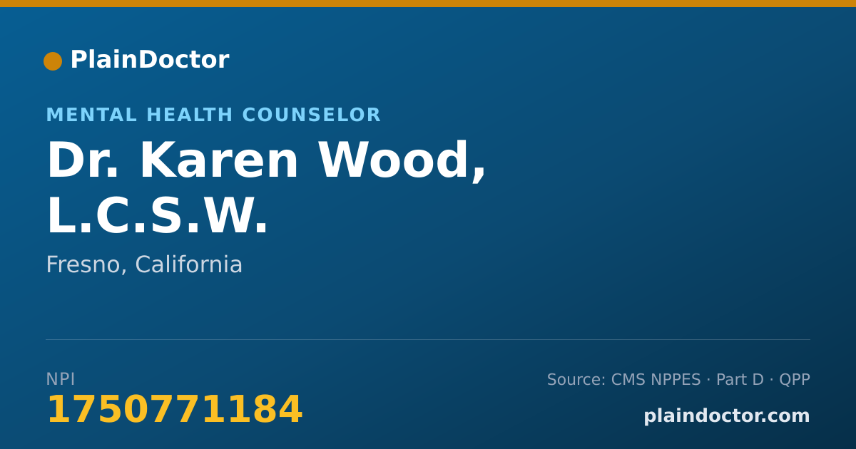 Shareable card for Karen Wood, L.C.S.W. - Mental Health Counselor, Fresno, CA