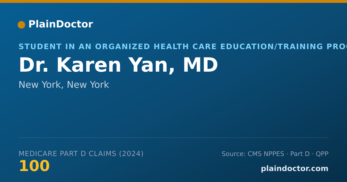 Shareable card for Karen Yan, MD - Student in an Organized Health Care Education/Training Program, New York, NY