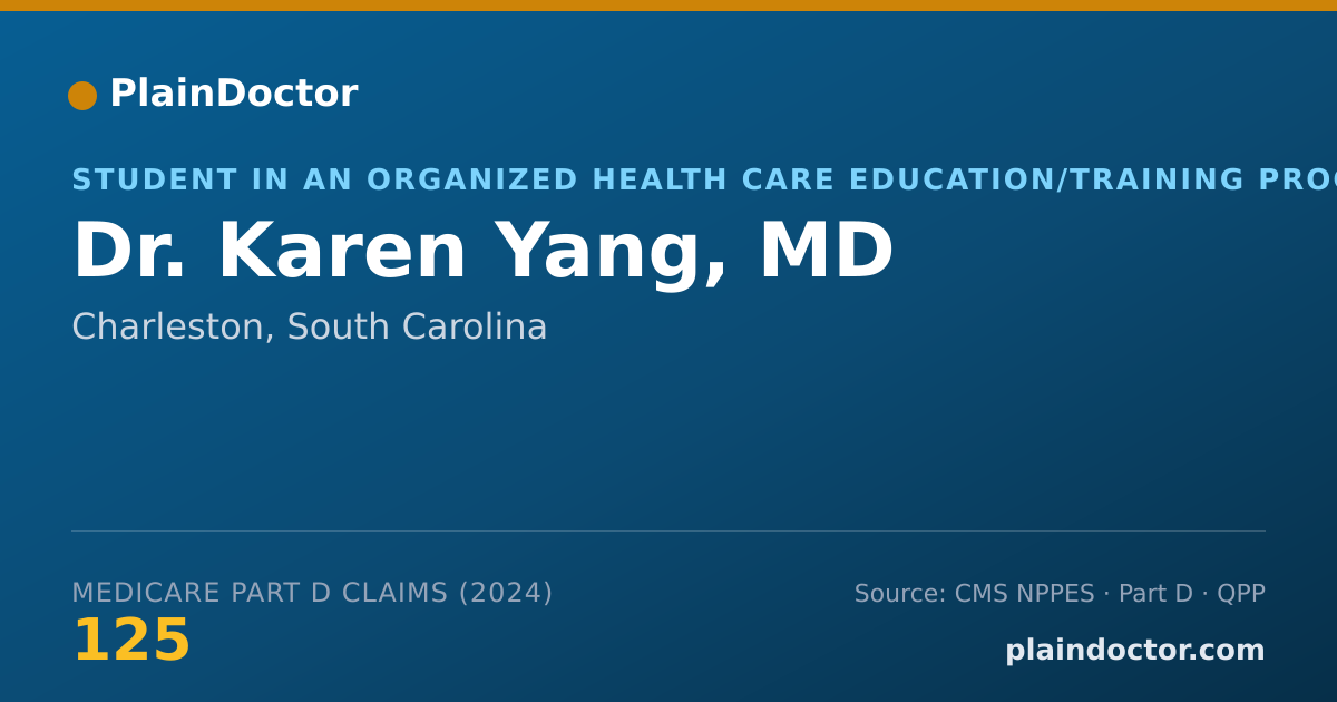 Shareable card for Karen Yang, MD - Student in an Organized Health Care Education/Training Program, Charleston, SC