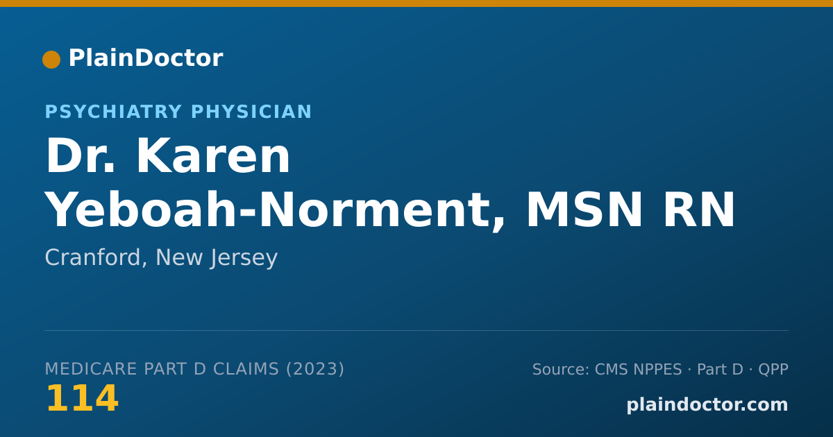 Shareable card for Karen Yeboah-Norment, MSN RN APN-C - Psychiatry Physician, Cranford, NJ