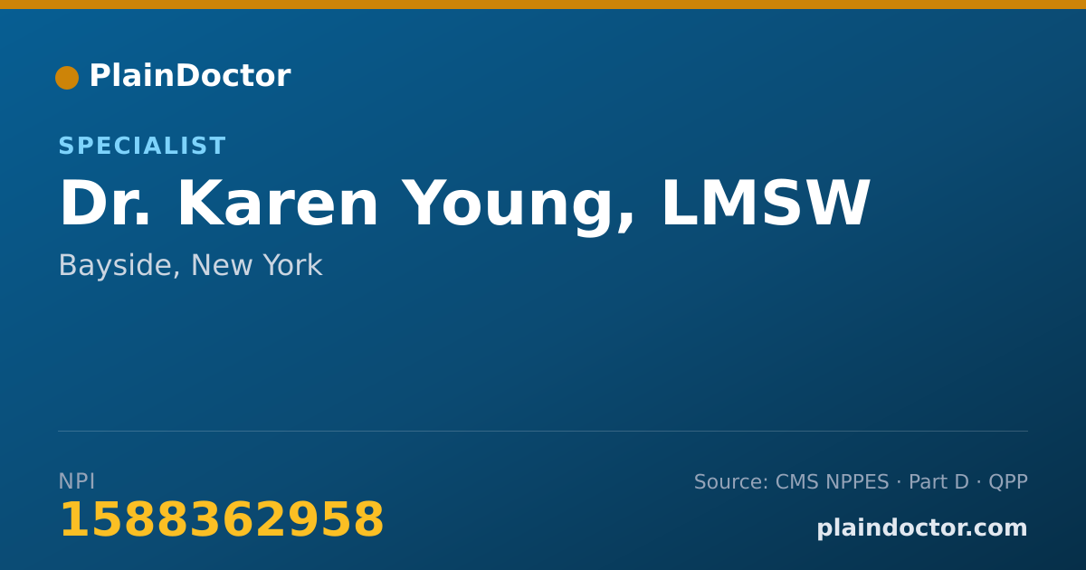 Shareable card for Karen Young, LMSW - Specialist, Bayside, NY