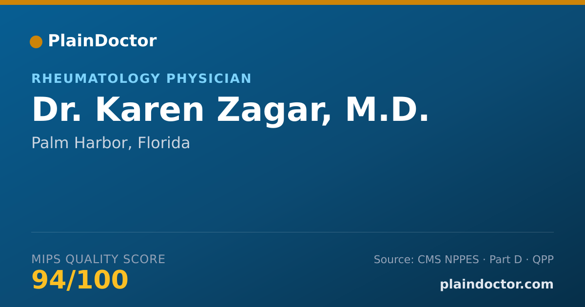 Shareable card for Karen Zagar, M.D. - Rheumatology Physician, Palm Harbor, FL