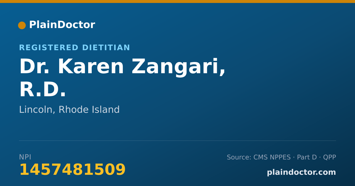 Shareable card for Karen Zangari, R.D. - Registered Dietitian, Lincoln, RI