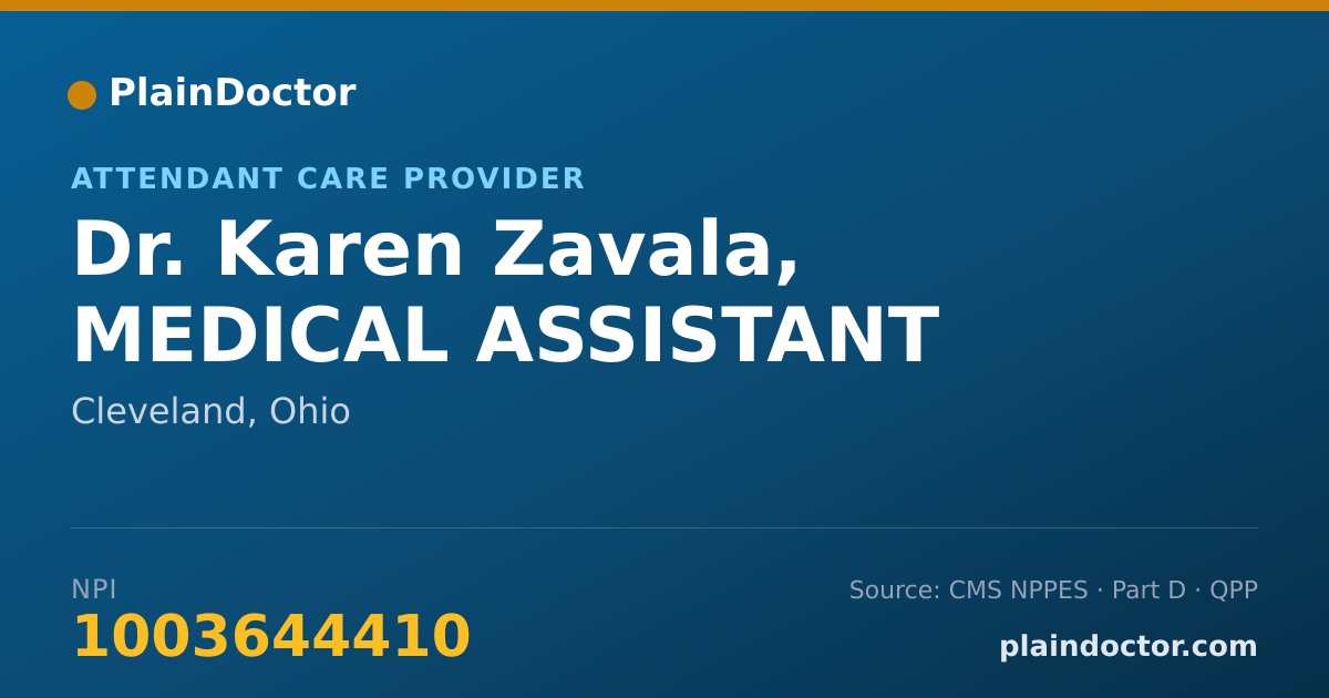 Shareable card for Karen Zavala, MEDICAL ASSISTANT - Attendant Care Provider, Cleveland, OH