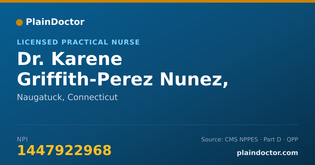 Shareable card for Karene Griffith-Perez Nunez, LPN - Licensed Practical Nurse, Naugatuck, CT
