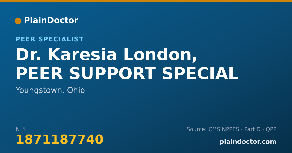 Shareable card for Karesia London, PEER SUPPORT SPECIAL - Peer Specialist, Youngstown, OH