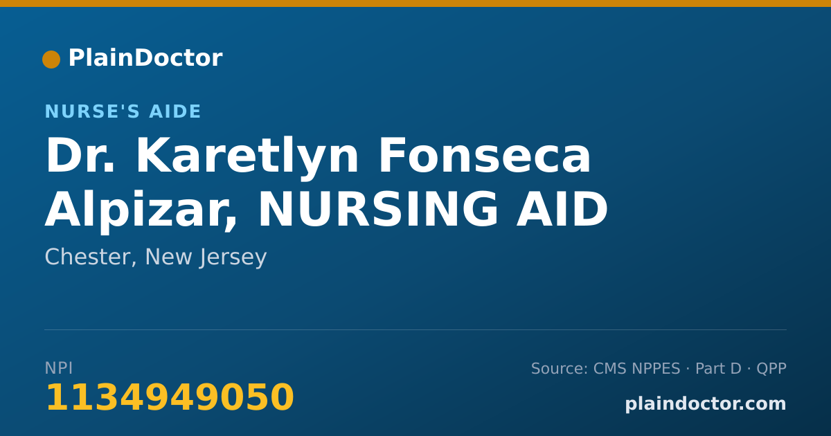Shareable card for Karetlyn Fonseca Alpizar, NURSING AID - Nurse's Aide, Chester, NJ