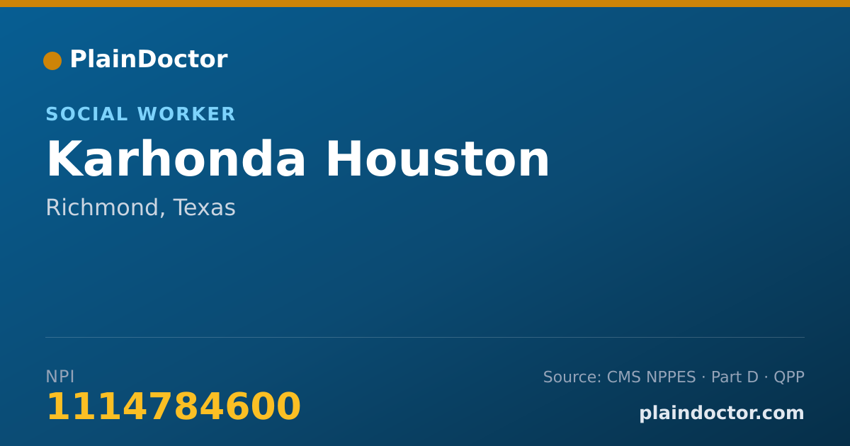 Shareable card for Karhonda Houston - Social Worker, Richmond, TX