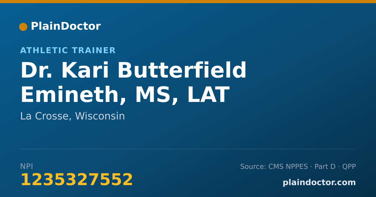 Shareable card for Kari Butterfield Emineth, MS, LAT - Athletic Trainer, La Crosse, WI