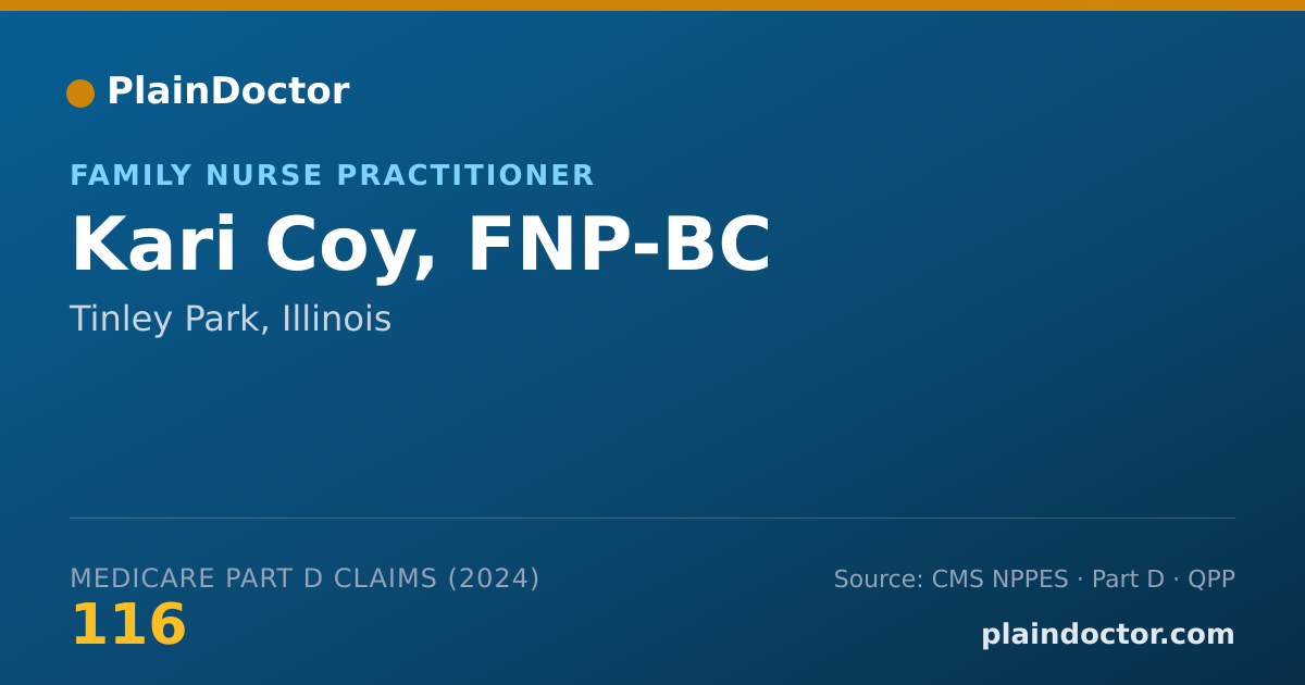 Shareable card for Kari Coy, FNP-BC - Family Nurse Practitioner, Tinley Park, IL