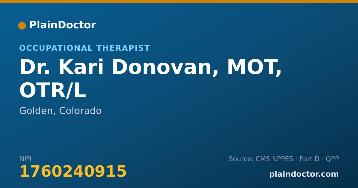 Shareable card for Kari Donovan, MOT, OTR/L - Occupational Therapist, Golden, CO